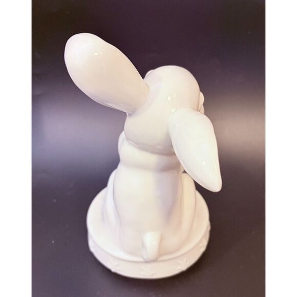 Vintage Porcelain White Rabbit Rotating Music Box Easter Decor - Picture 4 of 7